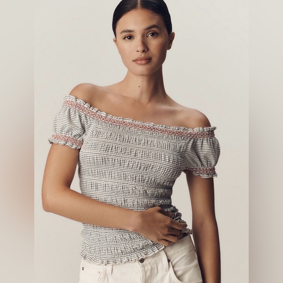 Maeve Tops - Maeve by Anthropologie- Off-The-Shoulder Smocked Top - Large - NWT